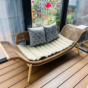 阳台休闲椅沙发椅单人客厅创意藤椅中式休闲沙发椅阳台躺椅贵妃椅