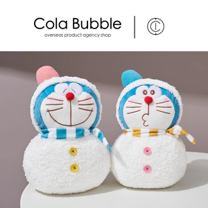 日本正品代购正版圣诞节雪人哆啦a梦叮当猫机器猫毛绒公仔玩偶
