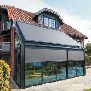 户外电动遮阳卷帘隔热防晒酒吧玻璃房升降防风雨凉亭阳台遮光窗帘