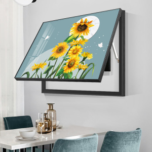 向日葵餐厅电表箱遮挡箱装饰画北欧风格植物花卉单幅液压电箱挂画