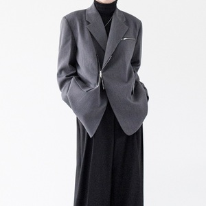 2024ins设计感网红同款西装男高级感韩版休闲潮流拉链西服外套