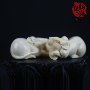 猛犸象牙雕玉鼠送财吉祥摆件书桌摆件茶宠老鼠生日礼品3a冰料满纹