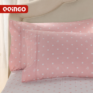 全棉枕套单件100%棉粉色波点枕套纯棉布天蓝色圆点粉色点点枕头套