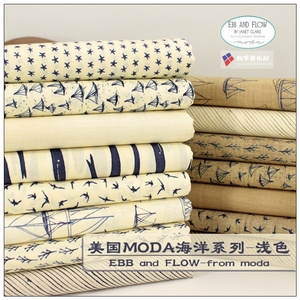 美国进口moda纯棉布料帆船海洋风格布料 手帐套/娃衣/手工包布料