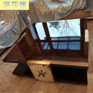 拉卡萨lacasa家具轻奢风格方茶几彩绘工艺贴天然木皮创意个性茶几