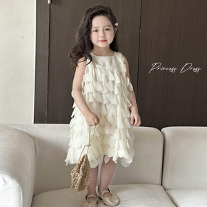 韩国夏装韩版女童高级感吊带背心裙儿童装连衣裙宝宝公主裙仙女裙