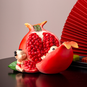 创意石榴中式福娃多子多福吉祥装饰卧室玄关摆件送新婚人结婚礼品