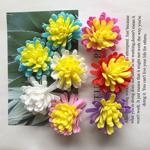 5cm仿真pe泡沫菊花双色花朵手工装饰花花环用花假花小花头100个