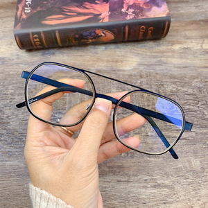 圆蓝框眼镜