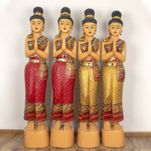 泰国迎宾摆件店铺门童佛像装饰东南亚风泰式软装傣族人偶仕女雕像