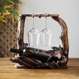泰国实木异形红酒杯架摆件泰式创意木质葡萄酒架子东南亚风装饰品