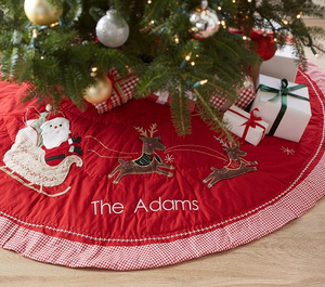 包邮可爱美式乡村圣诞装饰纯棉贴布圣诞树裙 地垫 圣诞老人