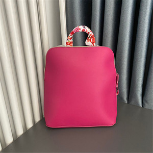 雅诗兰黛专柜赠品包玫红双肩背包丝带化妆包大容量手拎单肩包