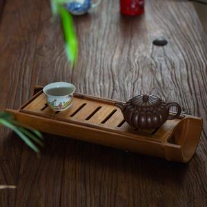 单独储水茶盘原竹创意中式竹制围炉茶海功夫小型干泡台一人用茶台