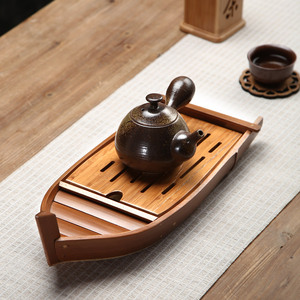 小茶盘一人用简约小型功夫茶具茶托盘家用储水式干泡茶台竹制茶盘