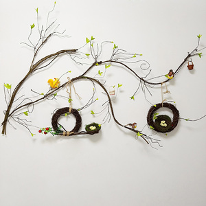 仿真绿植物创意藤条教室内墙上面藤爬立体壁饰田园风藤环挂件装饰