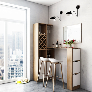 家庭旋转吧台酒柜组合餐桌一体客厅家用定制北欧小户型靠墙隔断柜