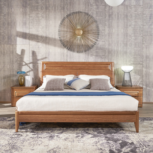 蓝鸟家具中式全实木双人床1.8米现代卧室简约核桃木储物1.5床htl