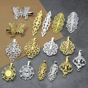 手工汉服发簪鸭嘴夹10个夹子焊云朵金属花片diy古风饰品头饰配件