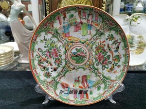 英国回流中国清末民初外销广彩瓷器全手绘人物花卉收藏盘古董瓷器