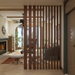 实木隔断屏风诧寂风木条柱子客厅入户格栅复古原木立柱竖条格栅