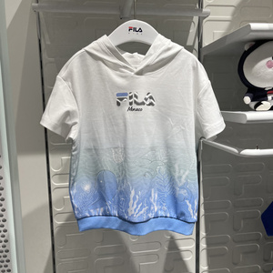 斐乐FILA专柜代购22夏季男童装连帽针织纯棉短袖T恤K11B212114FPT