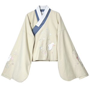 原创传统汉服女交领上襦刺绣琵琶袖秋冬上袄单卖日常可搭配比甲