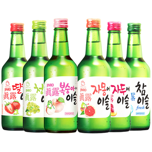 韩国进口真露烧酒360ml*6瓶整箱装青葡萄味果味酒低度酒