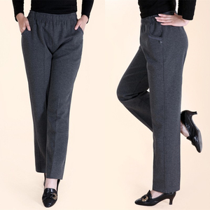 纯棉中老年女裤子春季加绒加厚大码宽松休闲直筒裤中年妈妈运动裤