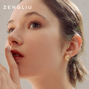 ZEGL金属耳钉耳圈轻奢高级感女小众金色耳环925银针春夏素圈耳饰