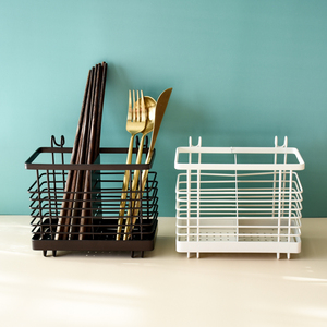 北欧可挂式筷子筒 碳钢铁艺筷子架 勺子筷子收纳架子黑白筷子笼