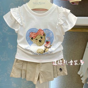 小熊童装女童短袖T恤24夏装宝宝卡通纯棉体恤儿童休闲上衣洋气潮