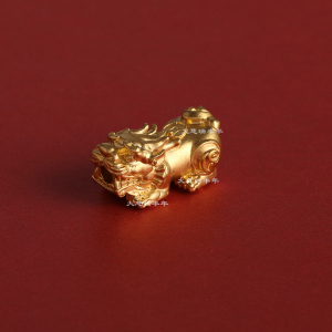 足金古法黄金实心招财貔貅路路通转运珠手工瑞兽手串配饰