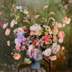 欧美油画风餐桌花法式欧式美式新中式新古典后现代艺术插花套装