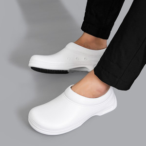 wako滑克厨师鞋子男女防滑防水防油后厨房餐厅食品工厂工作鞋白色