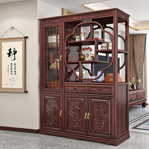 新中式古典现代间厅柜客厅隔断柜入户进门玄关柜储物收纳展示架子