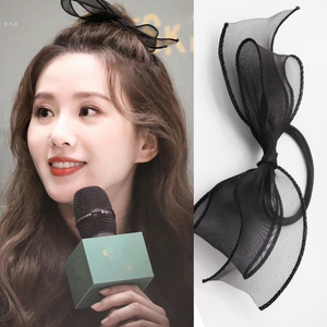 刘诗诗同款发夹蝴蝶结边夹发饰头绳2021年新款黑色发圈女简约气质