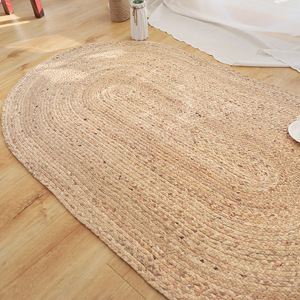 简约水芦苇植物手工草编织地毯椭圆形客厅茶几垫书房卧室地垫定制