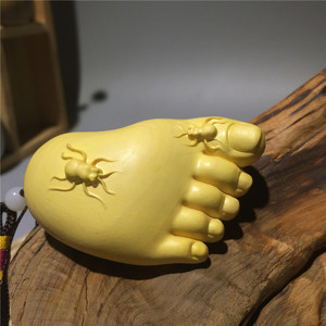 黄杨木雕刻手把件知足常乐小脚丫木挂件工艺品文玩收藏车内饰品