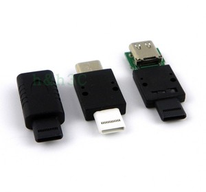 工厂测试专用type-c公转母接头USB3.1尼龙塑料软插头24pin全连接