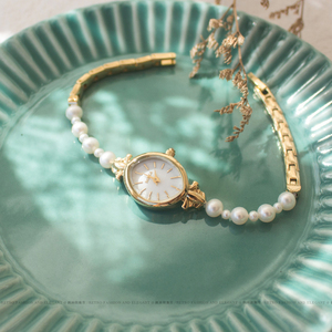 日本agete珍珠手表女ins风小众设计高级感手链式贝母小表盘石英表