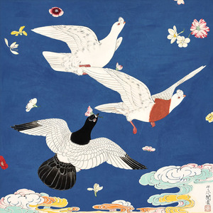 200人付款淘宝北欧小众艺术抽象线条色块马蒂斯和平鸽花瓶客厅装饰画