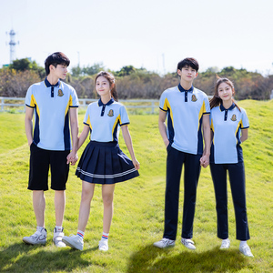 00128人付款淘宝夏季初中学生校服夏装海军风小学生运动会短袖班服