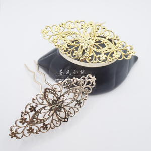 焊接打底片发冠配件 波浪头冠u钗 古风手工diy汉服材料配件