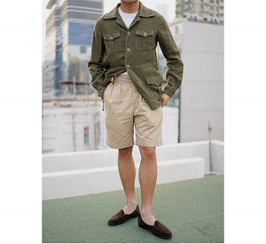 美式复古亚麻猎装夹克   多口袋绅士翻领休闲工装夏季薄外套男
