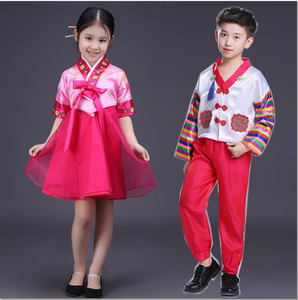 高档朝鲜族服装民族传统韩服幼儿园中袖公主裙男女儿童舞蹈服古装