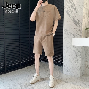 Jeep吉普夏季男士短袖套装2024新款搭配痞帅休闲运动短裤一套男装