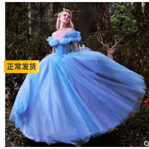 【出租】迪士尼成人公主裙灰姑娘cosplay舞会礼服婚纱齐地礼服