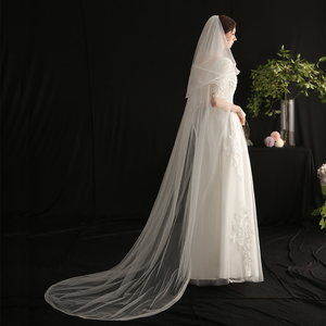 00麦吉喜旗舰店天猫满天星 晚晚明星同款拖尾软头纱双层遮面旅拍