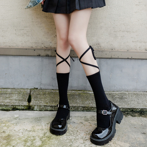 985人付款淘宝绑带袜子交叉小腿袜系带绳绑腿女ins潮不良jk中筒lolita